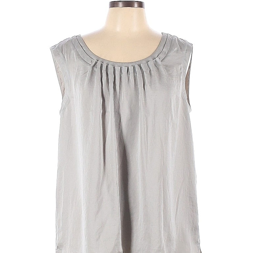 Talbots Gray Sleeveless Pleated Blouse